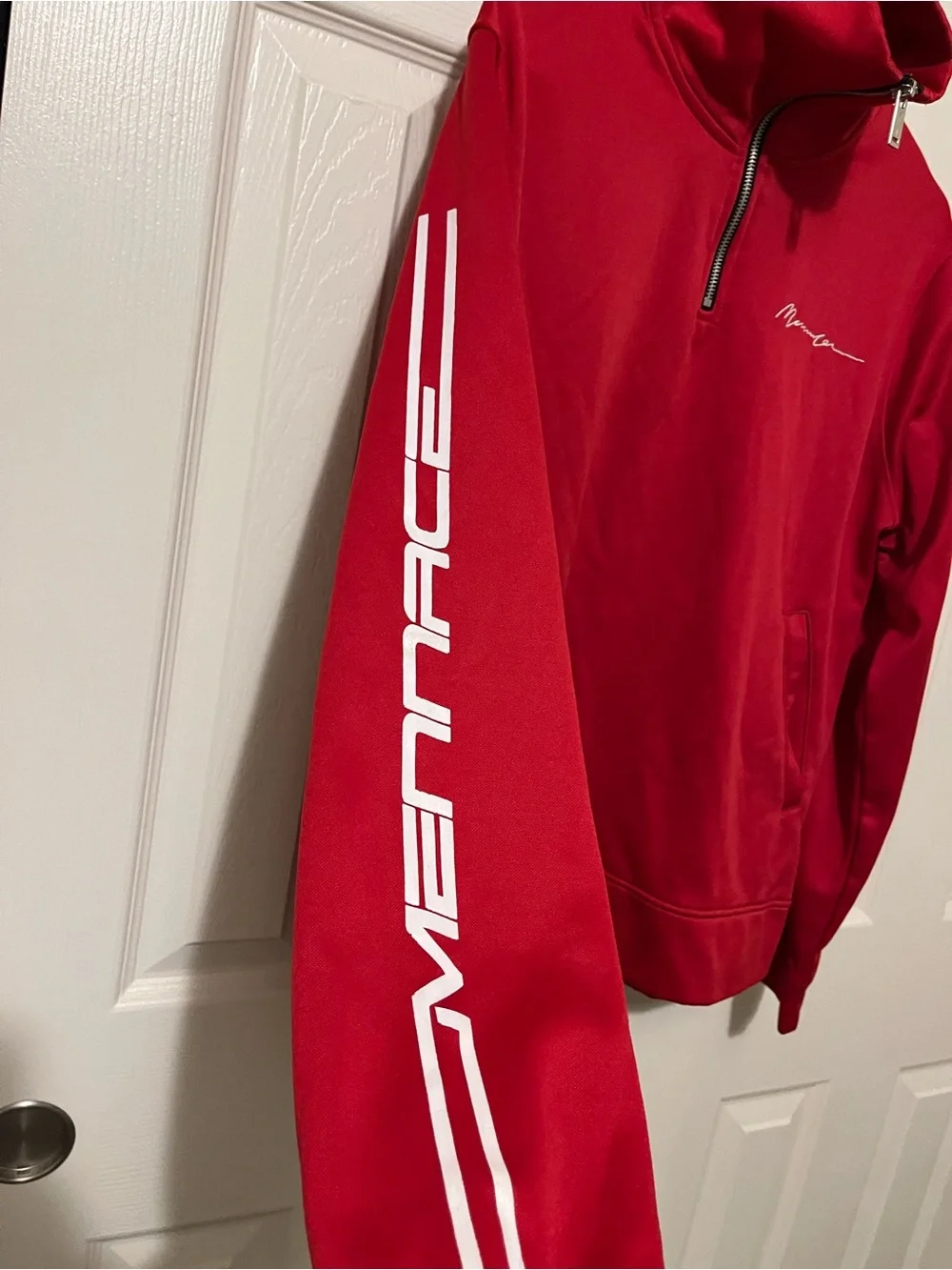 Mennace Unisex Red Quarter-Zip Performance Sweater